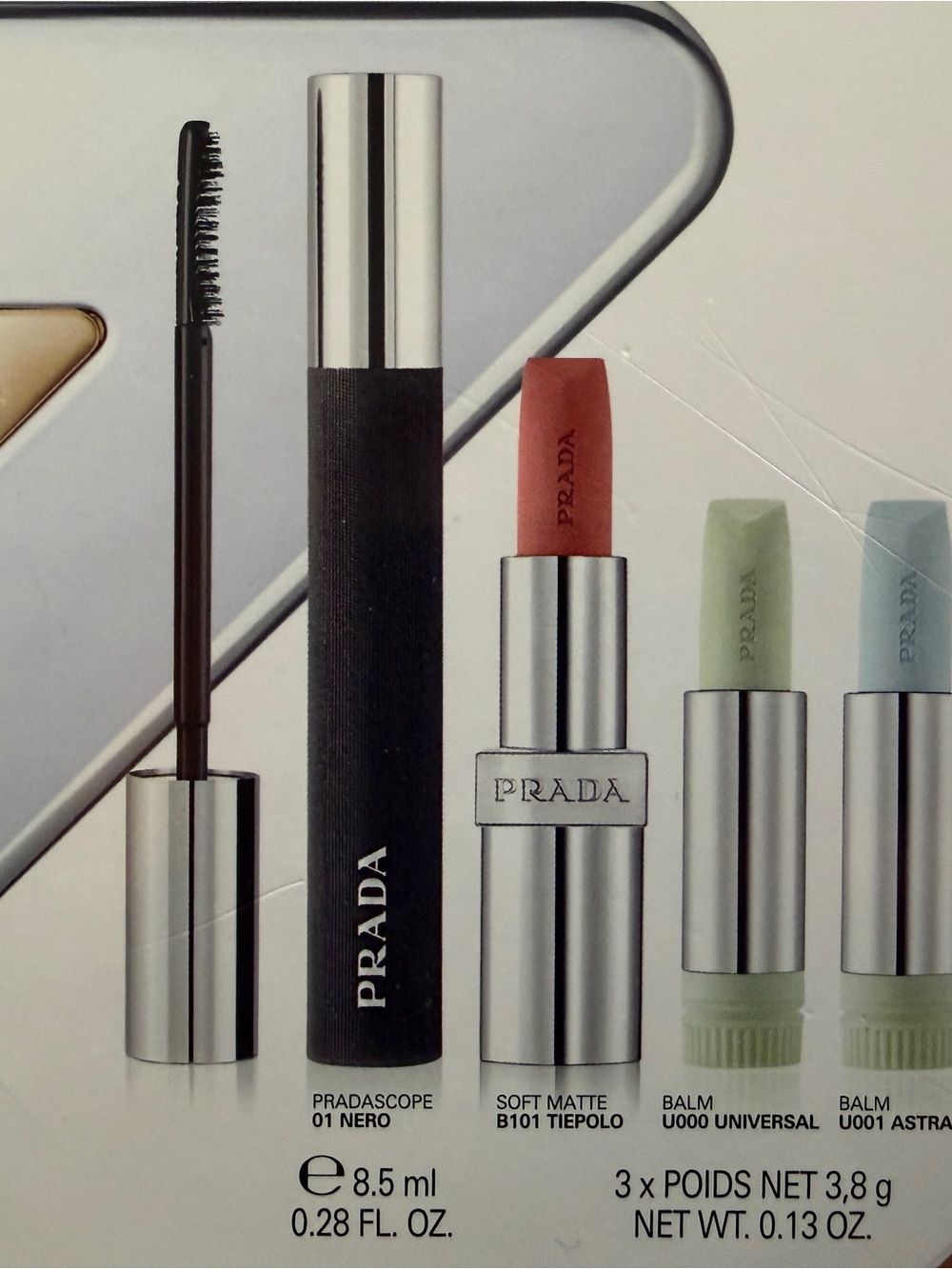 Prada make up set bundle - mascara, lipstick, 2 lip balms